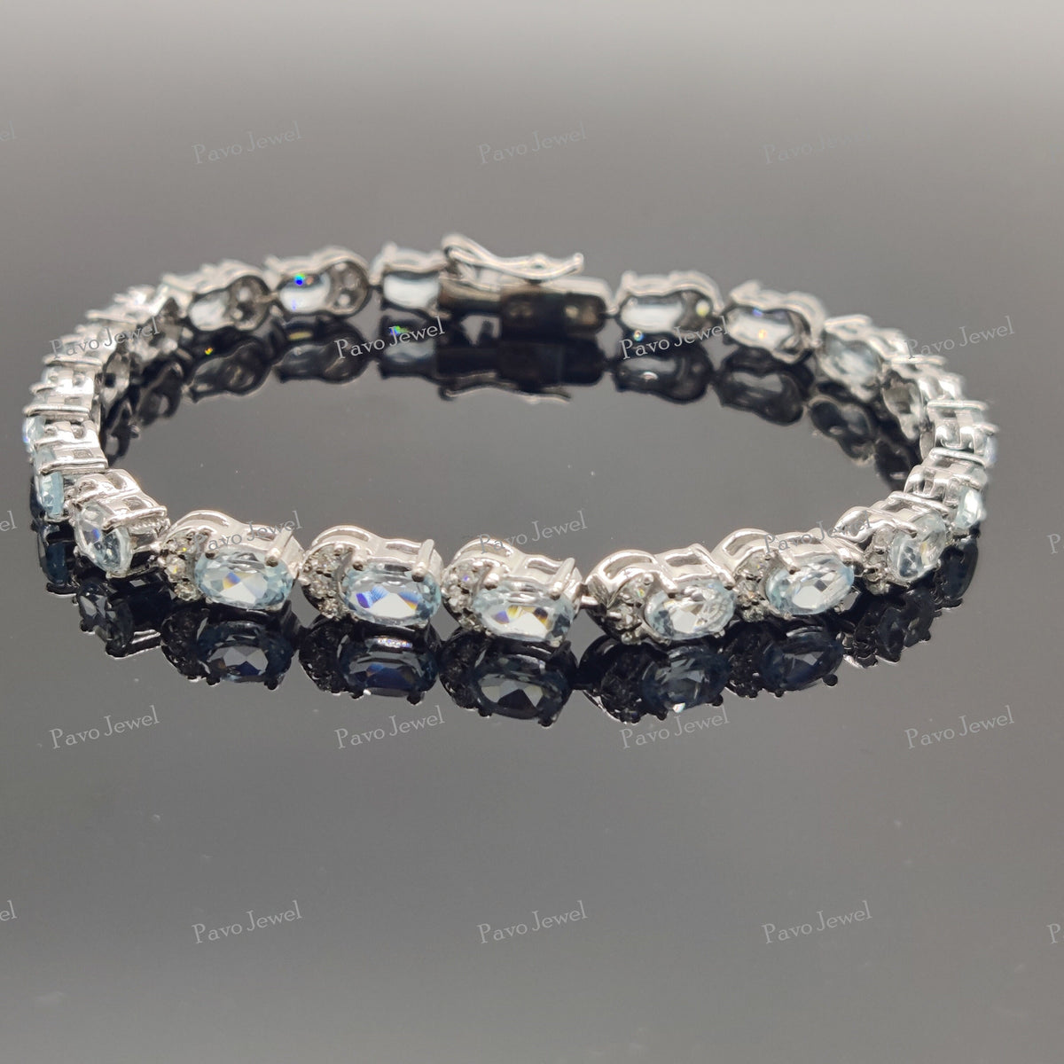 December Birthstone Tennis Bracelet Sky Blue Topaz Gemstone Handmade Jewelry