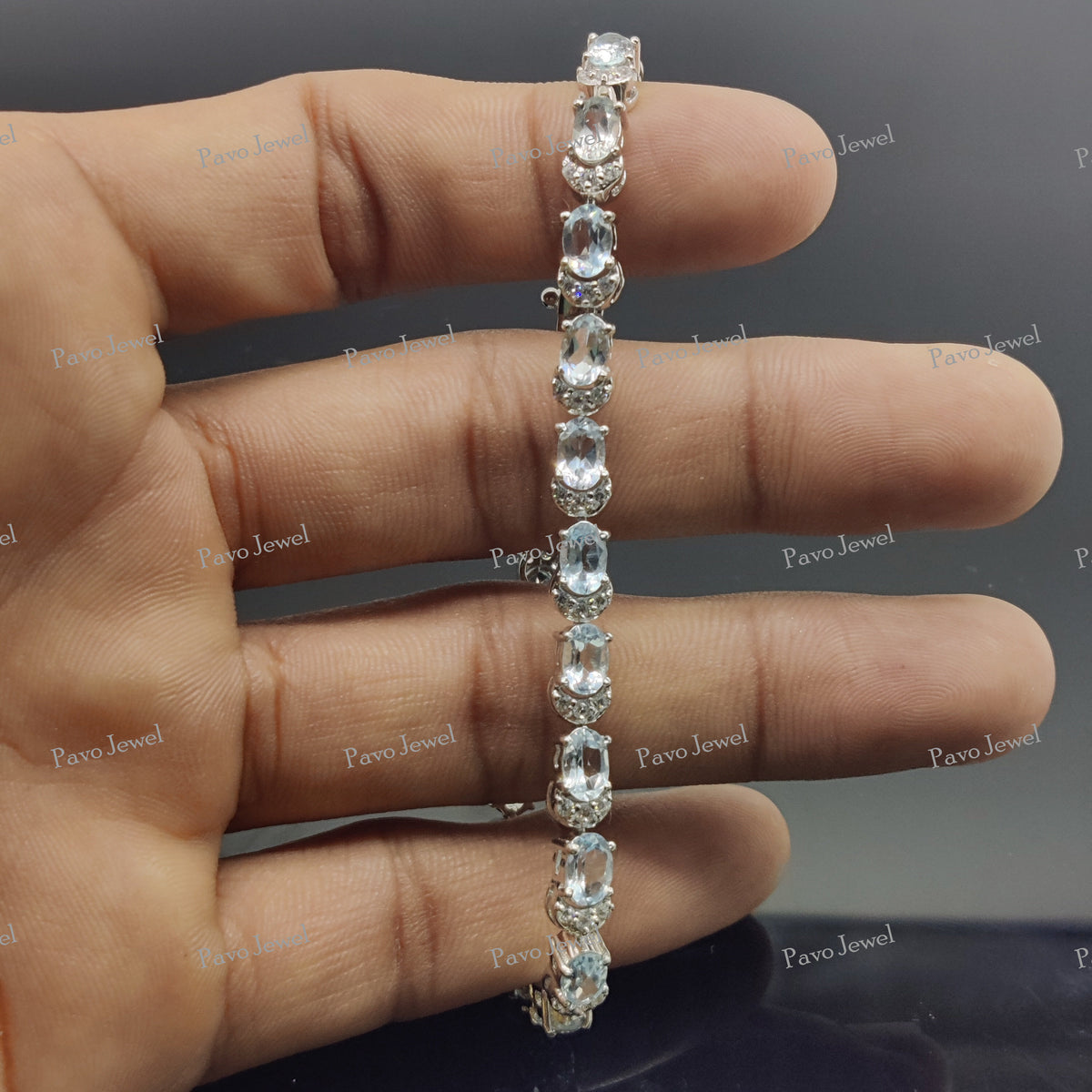 December Birthstone Tennis Bracelet Sky Blue Topaz Gemstone Handmade Jewelry