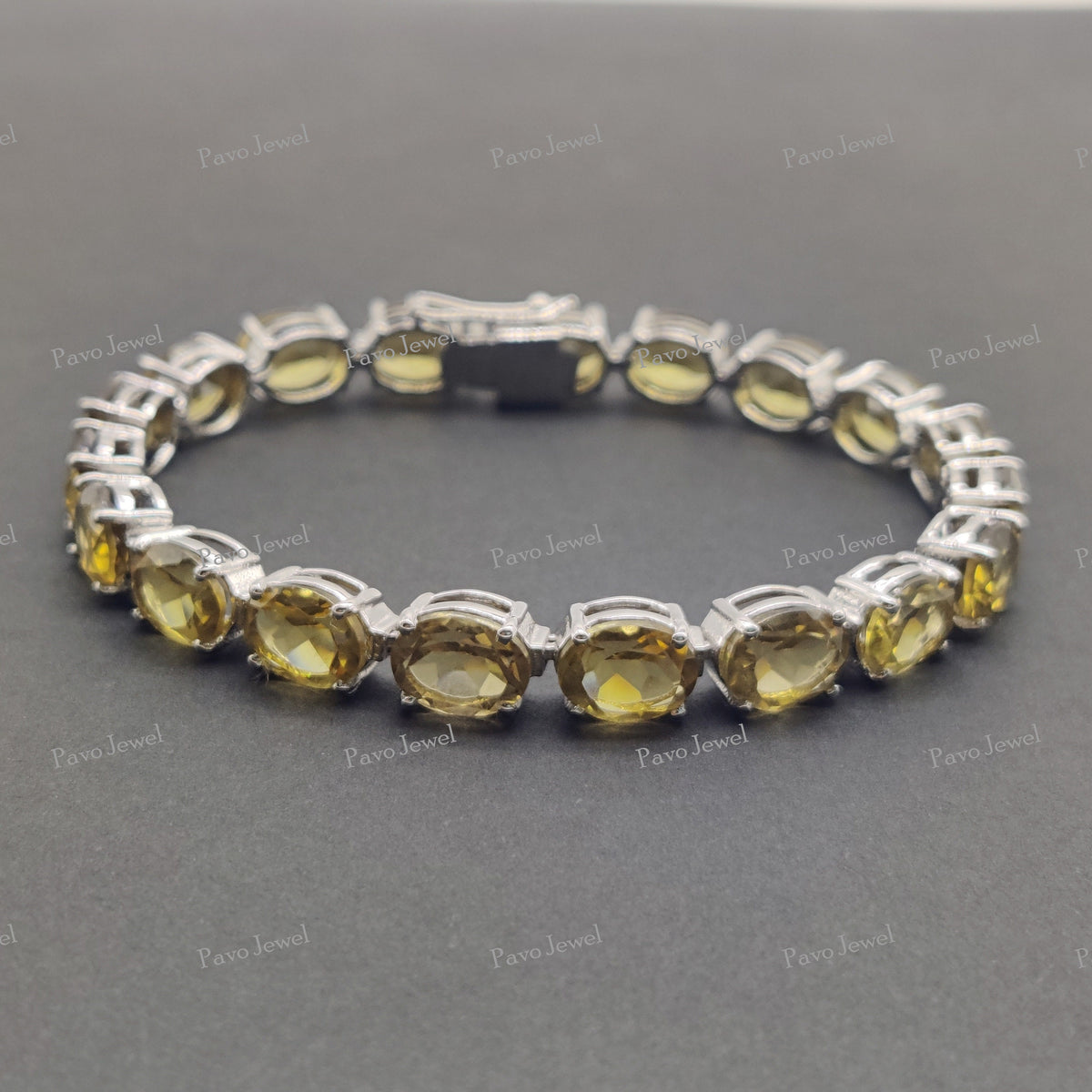 Natural Bear Quartz Gemstone Tennis Bracelet, Handmade Sterling Silver 925
