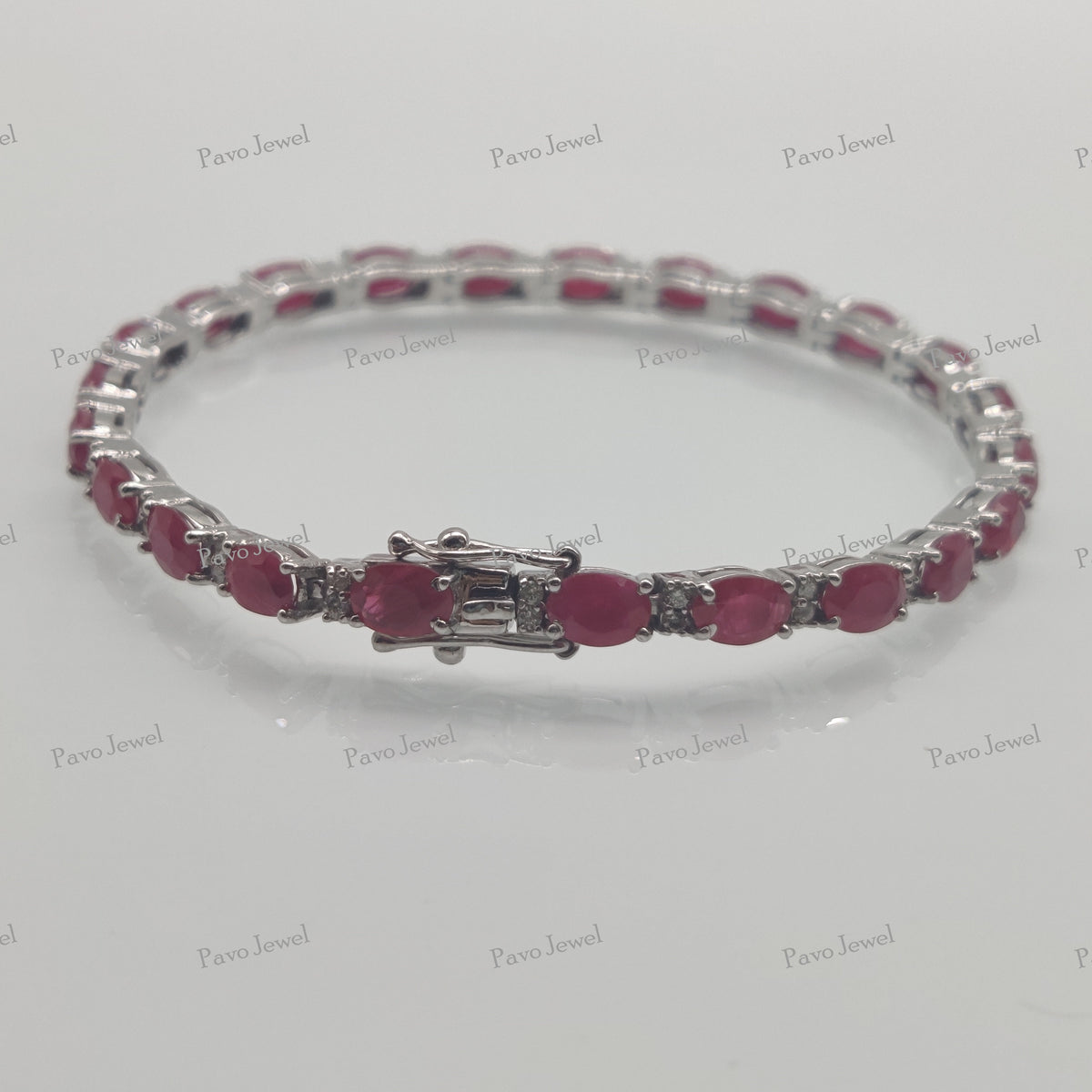 Genuine Ruby Bracelet Sterling Silver Anniversary Gift, Bridal Jewelry, Birthstone