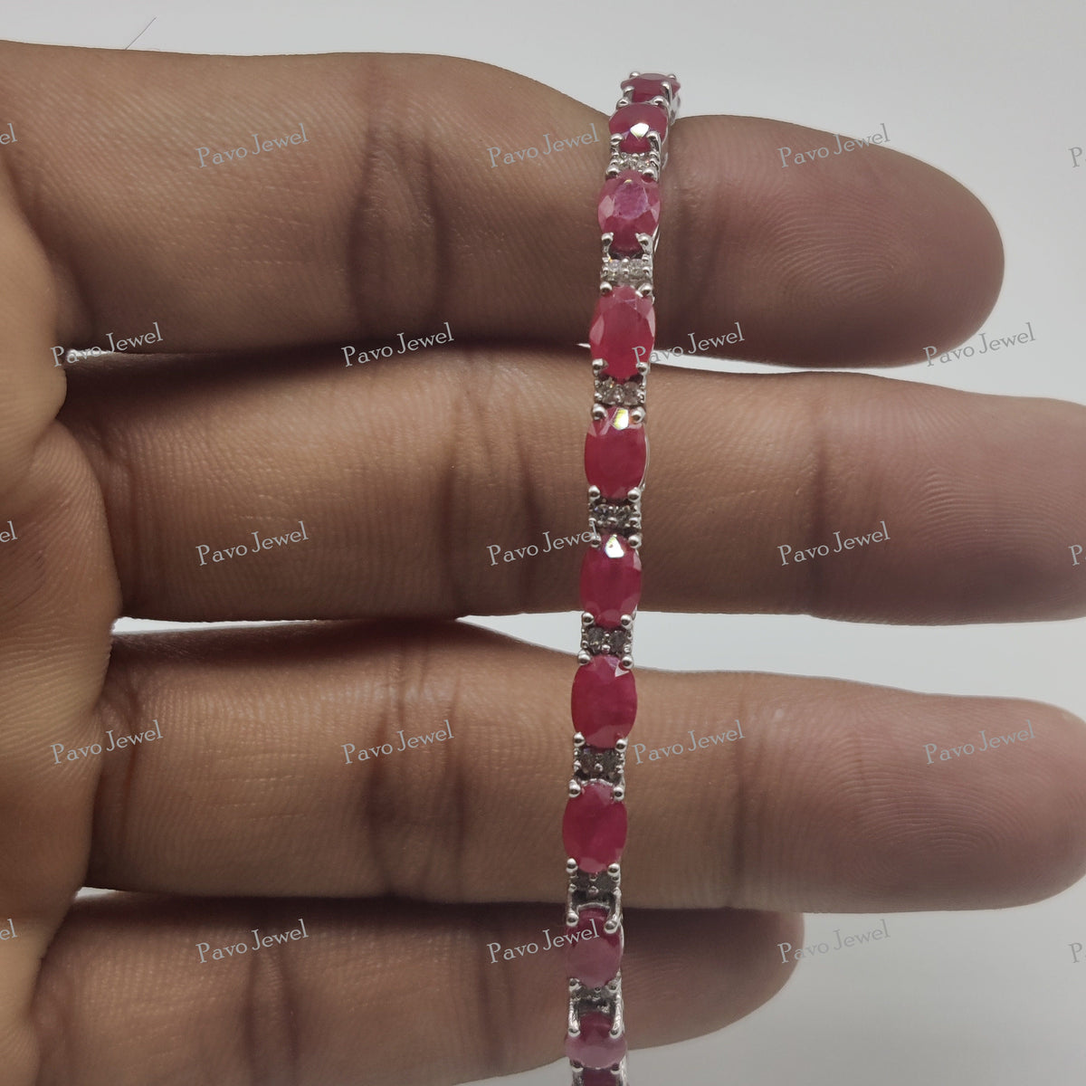 Genuine Ruby Bracelet Sterling Silver Anniversary Gift, Bridal Jewelry, Birthstone