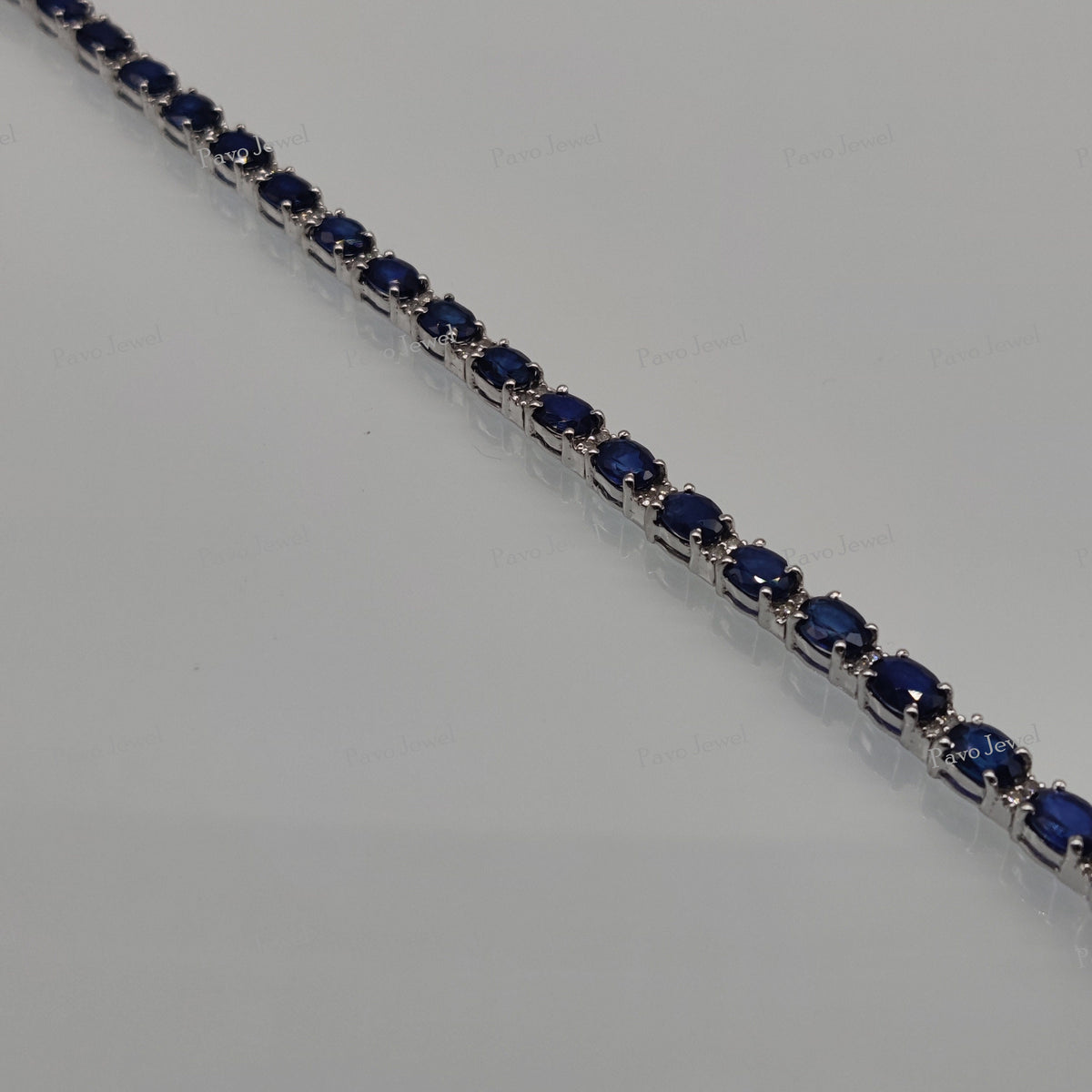 Blue Sapphire Bracelet, Tennis Sterling Silver Handmade Jewelry