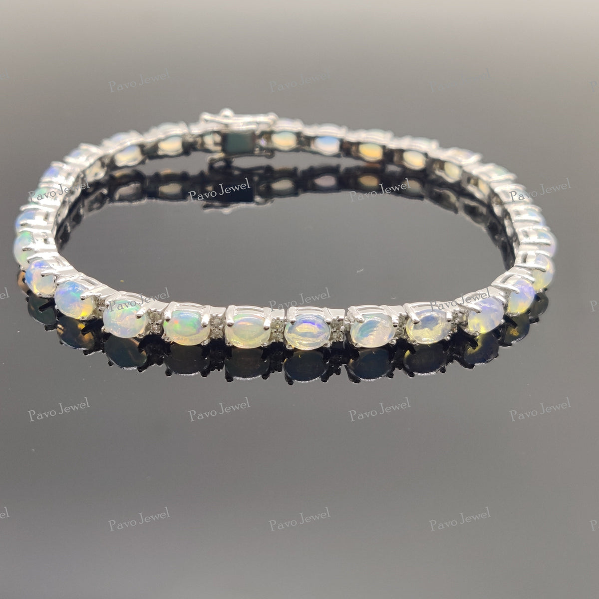 Ethiopian Opal Bracelet Handmade Natural Opal Gemstone Jewelry Gift for Women