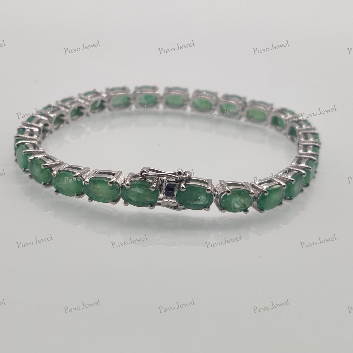 Emerald Tennis Bracelet, 925 Sterling Silver Stacking Jewelry, Christmas Gifts