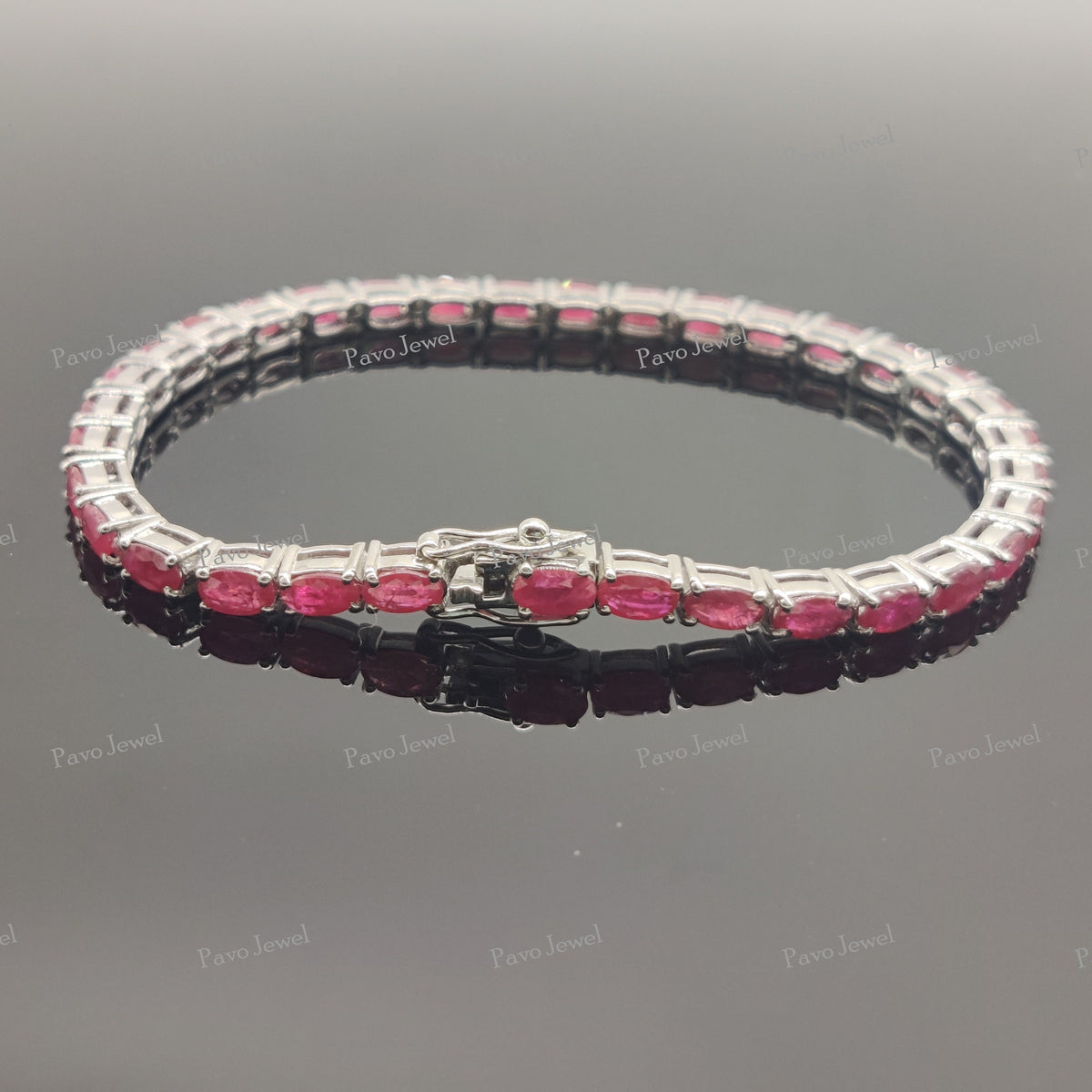 Luxury Ruby Silver Tennis Bracelet Elegant Fine Jewelry Christmas Gifts