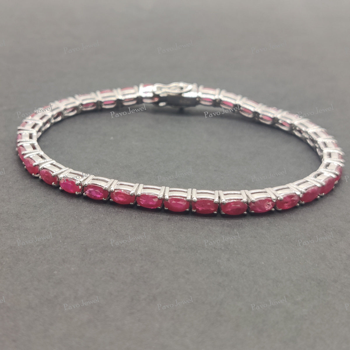 Luxury Ruby Silver Tennis Bracelet Elegant Fine Jewelry Christmas Gifts