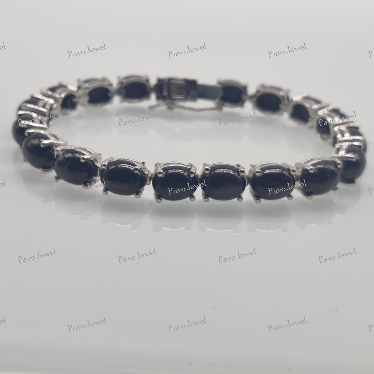 Natural Black Star Bracelet, Sterling Silver Tennis Bracelet, Anniversary Gift Her