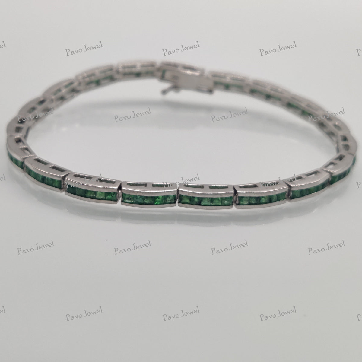 Emerald Tennis Bracelet: 925 Sterling Silver, Green Gemstone
