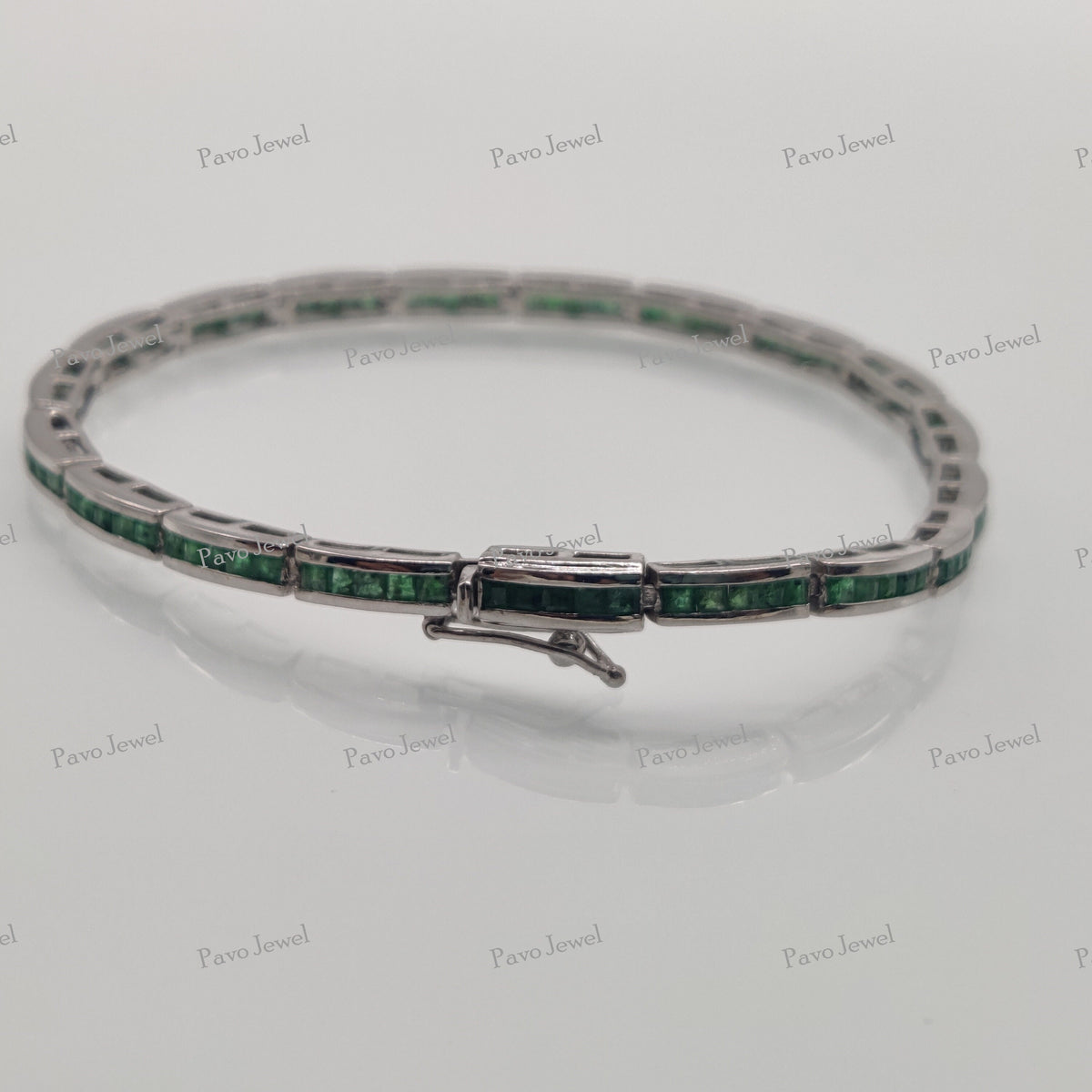 Emerald Tennis Bracelet: 925 Sterling Silver, Green Gemstone