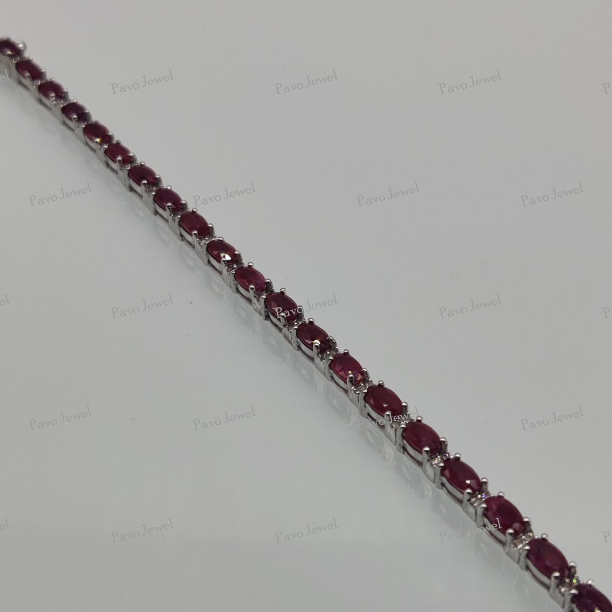 Elegant Ruby Tennis Bracelet, Handmade Sterling Silver Jewelry, Vintage Style