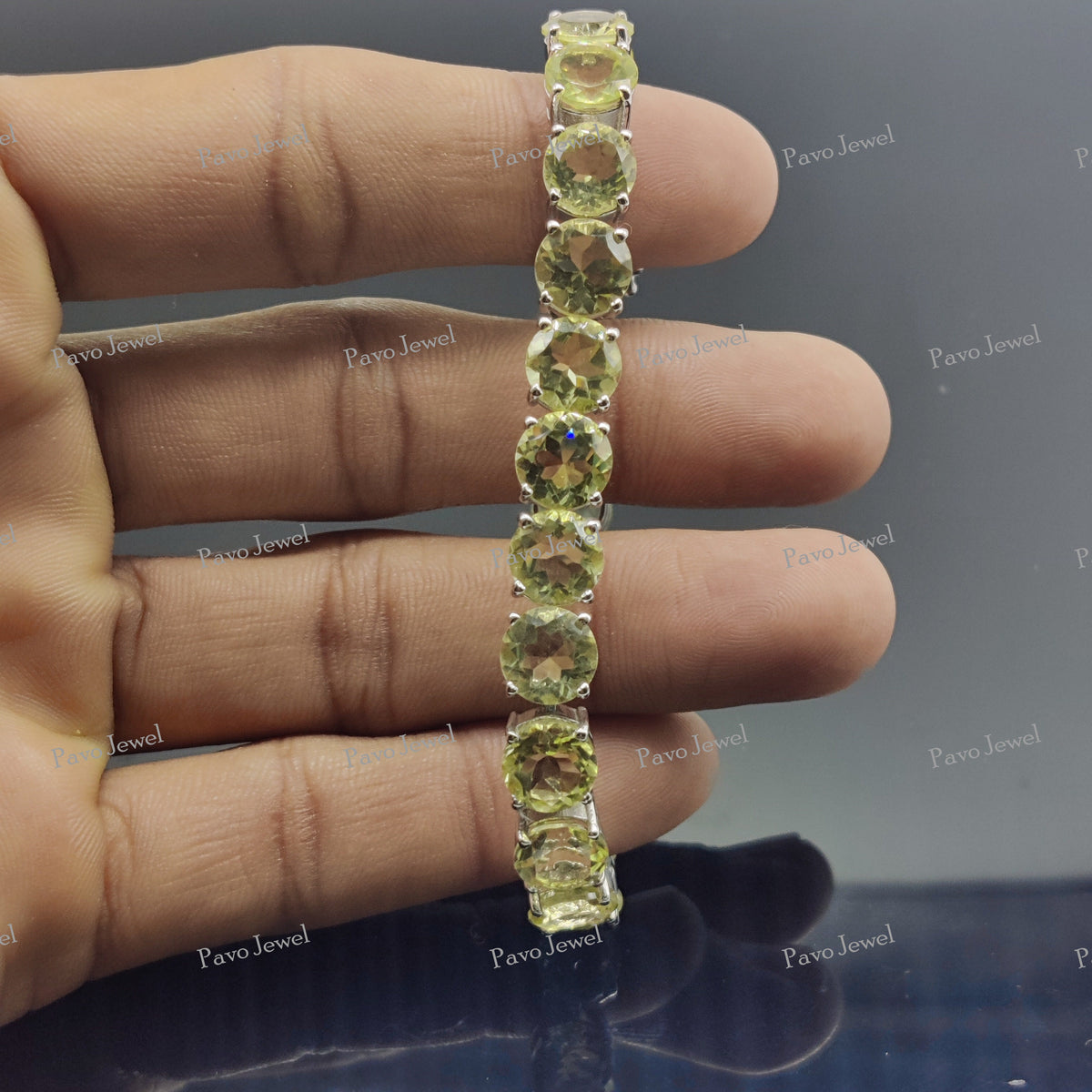 Lemon Topaz Tennis Bracelet Sterling Silver Handmade Gemstone Jewelry