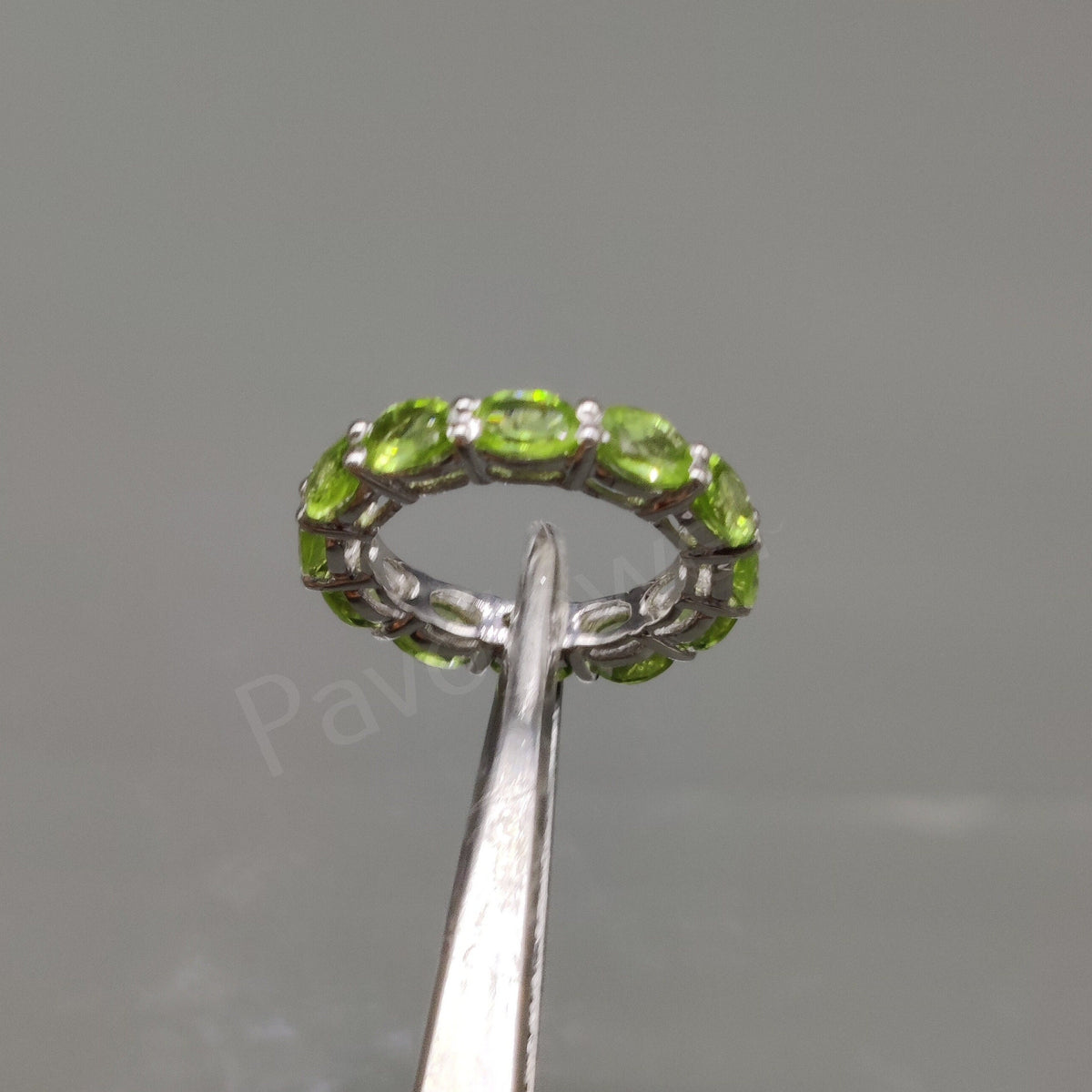 Green Peridot Eternity Band, Sterling Silver Handmade Wedding Jewelry, Promise Ring Gift for Her