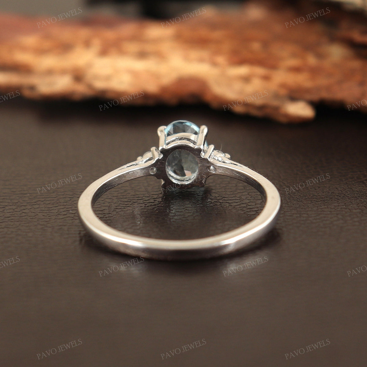 Aquamarine & Diamond Ring: 925 Sterling Silver, Oval Cut