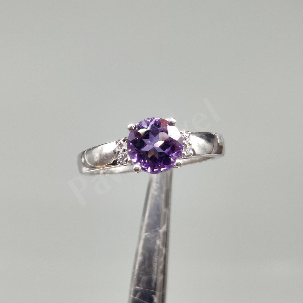 Amethyst Ring Sterling Silver Minimalist Gemstone Jewelry