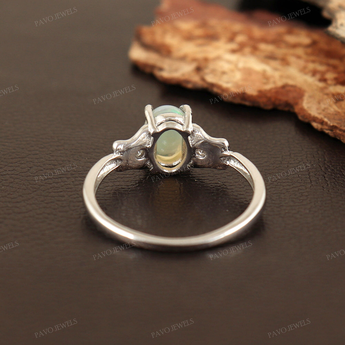 Oval Ethiopian Opal Engagement Ring, 925 Sterling Silver, October Birthstone, Vintage Opal Jewelry