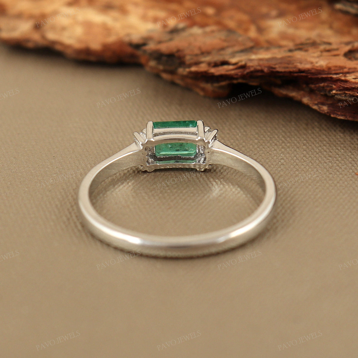 Emerald Ring, May Birthstone, Octagonal Gemstone Band, Promise & Engagement Ring, Gift For Her