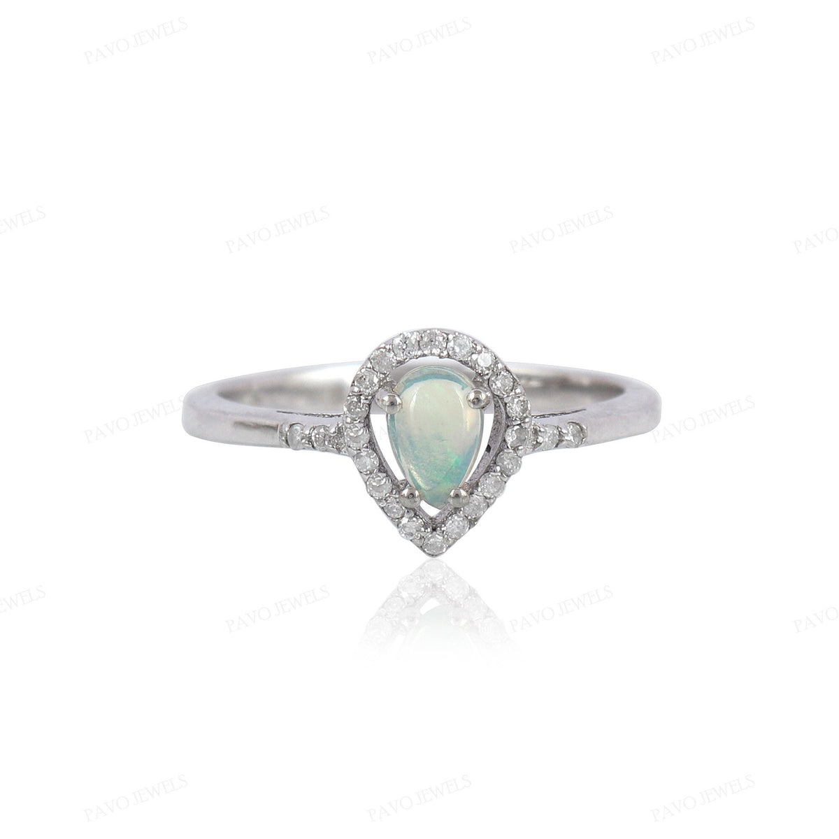 Ethiopian Opal Pear Cut Ring, 925 Sterling Silver, Boho Engagement Ring, October Birthstone
