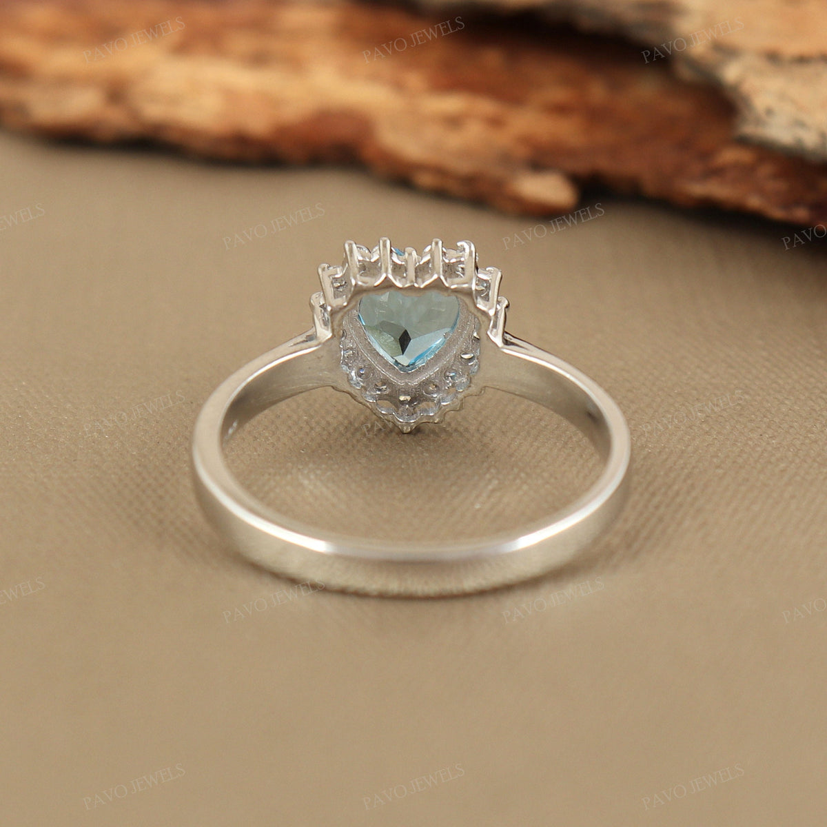 Swiss Blue Topaz Heart Ring, Sterling Silver Dainty Jewelry