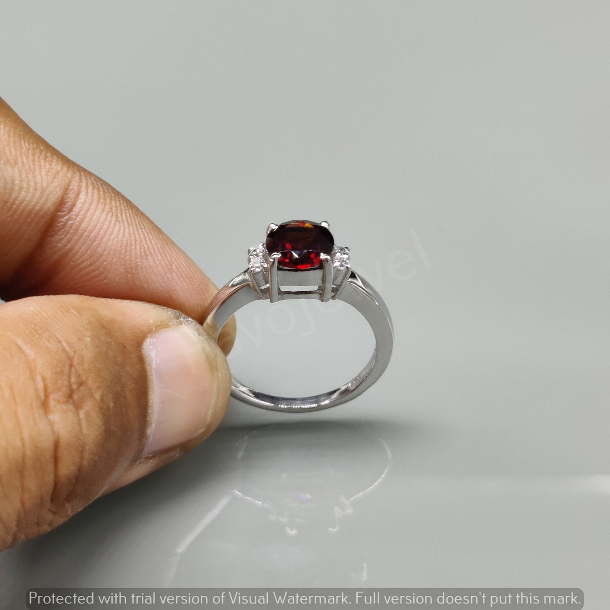 Garnet Cubic Zircon Sterling Silver Cluster Ring – January Birthstone Jewelry