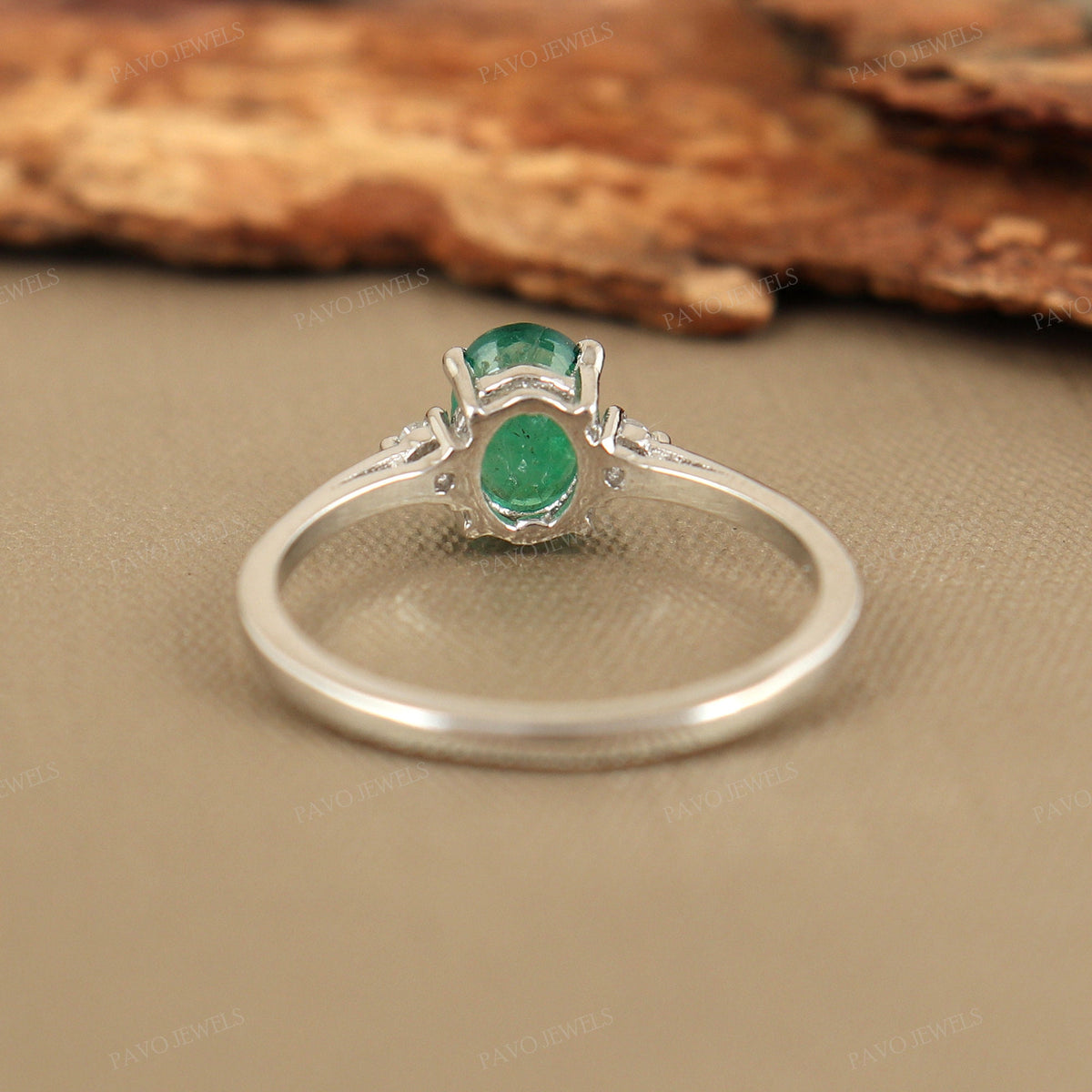 Emerald Ring: Oval Cut Gemstone, 925 Sterling Silver, May Birthstone, Solitaire Ring
