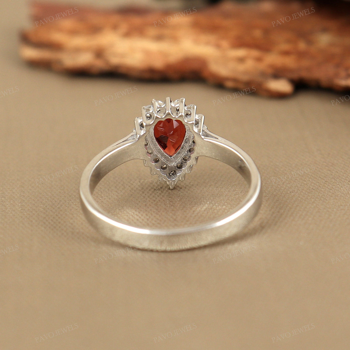 Natural Garnet Gemstone 925 Sterling Silver Ring Pear Cut Handmade Vintage Style Jewelry