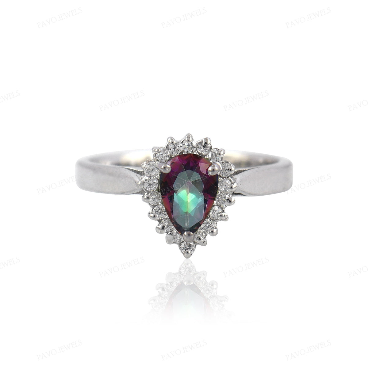 Mystic Topaz Ring: 925 Sterling Silver Handmade Pear Cut Gemstone Cluster
