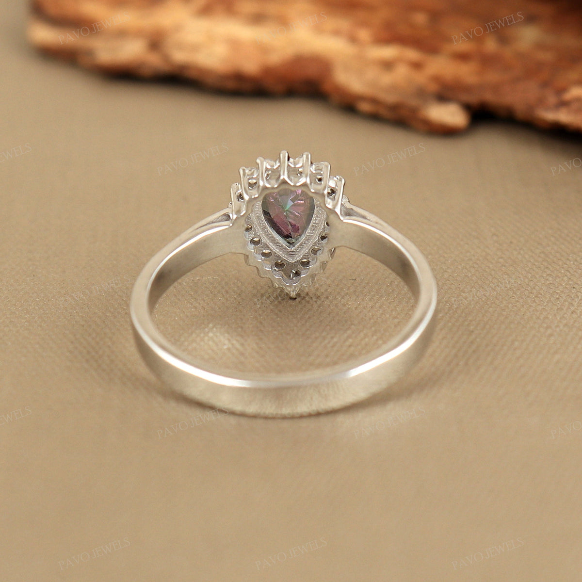 Mystic Topaz Ring: 925 Sterling Silver Handmade Pear Cut Gemstone Cluster