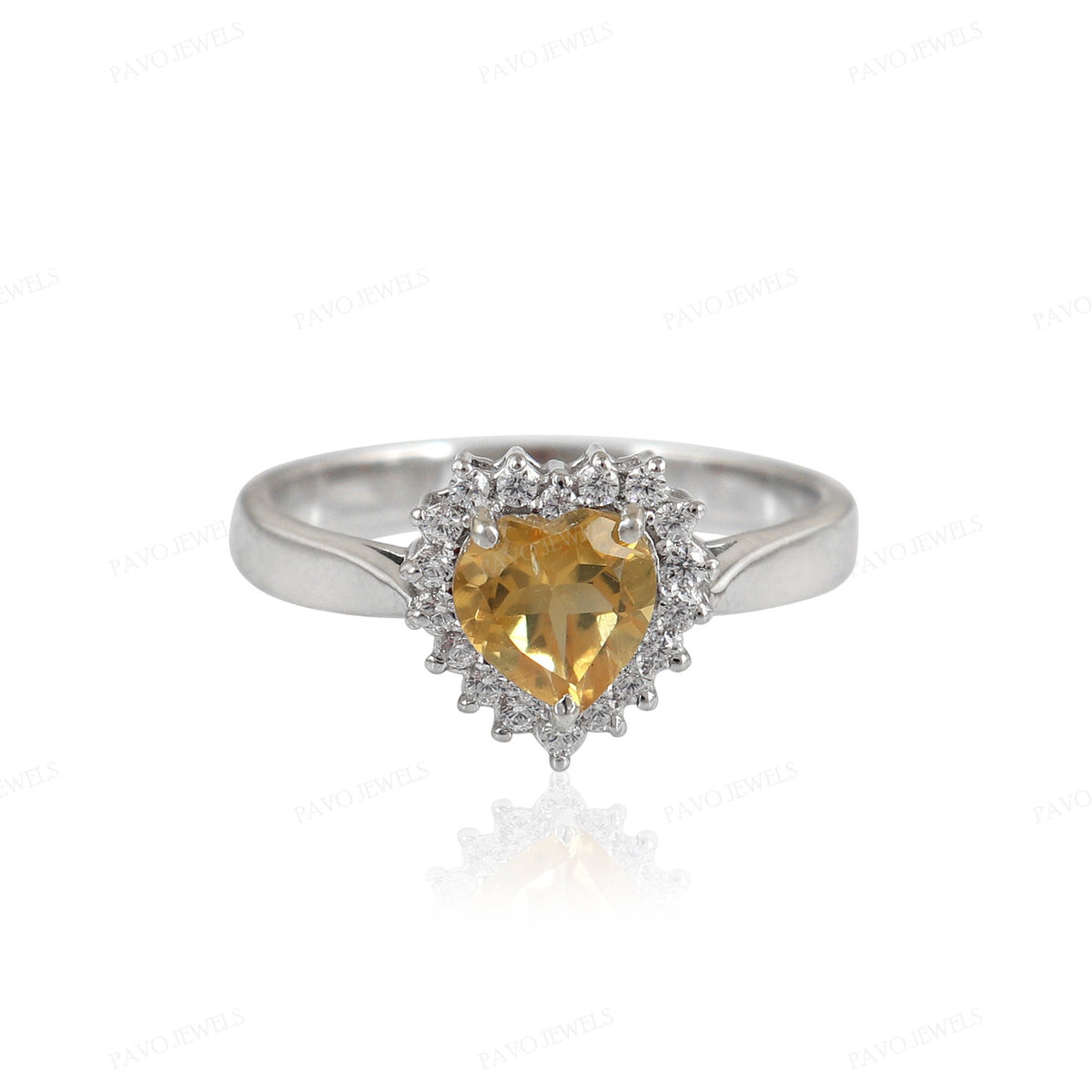 Citrine Heart Ring: 925 Sterling Silver November Birthstone