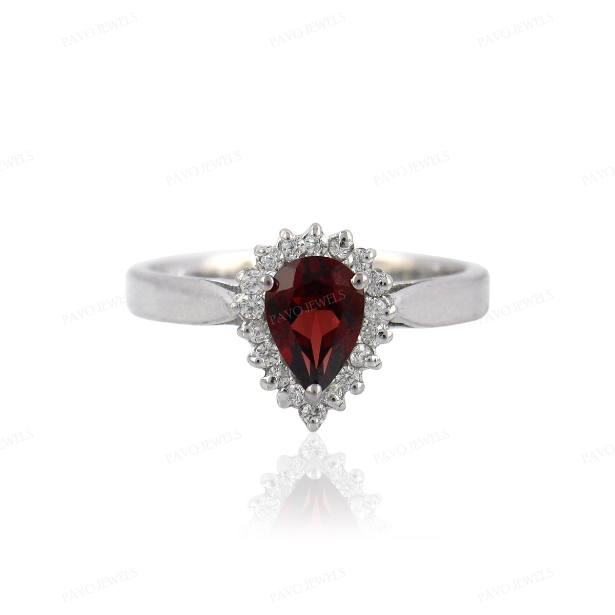 Natural Garnet Gemstone 925 Sterling Silver Ring Pear Cut Handmade Vintage Style Jewelry