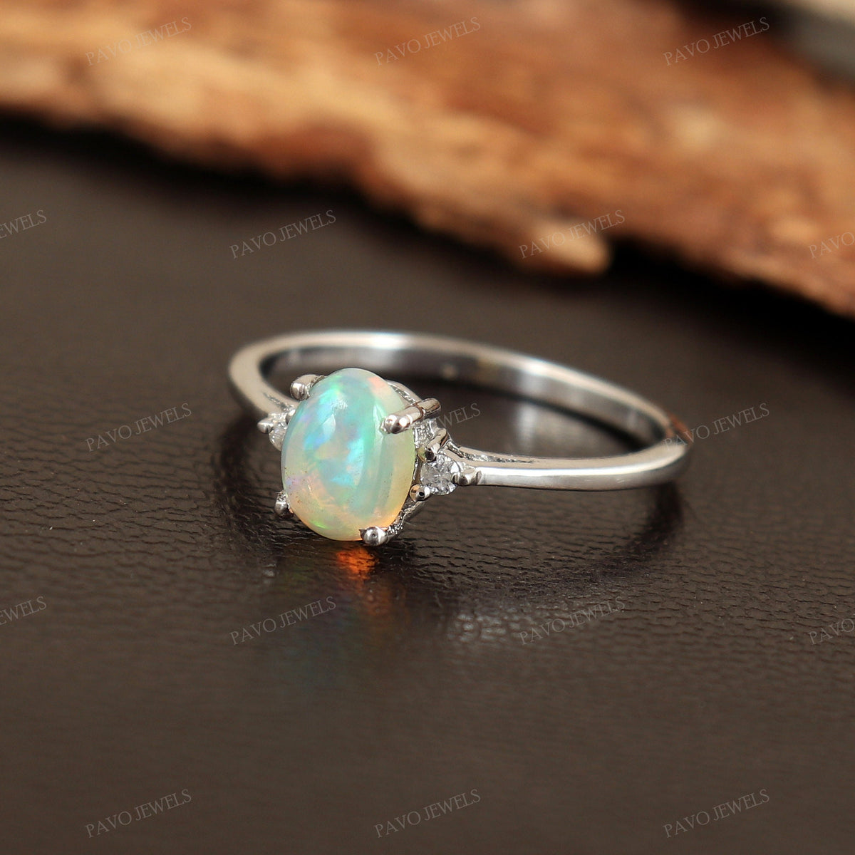Ethiopian Opal Ring: Sterling Silver, Handmade Statement 6x4 mm Jewelry