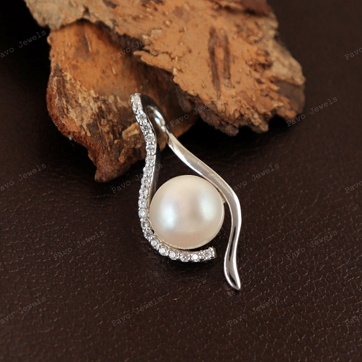 Natural Pearl Pendant-925 Sterling Silver Jewelry-Cubic Zircon Pendant-Designer Silver Jewelry-June Birthstone-Anniversary Gift for Women's