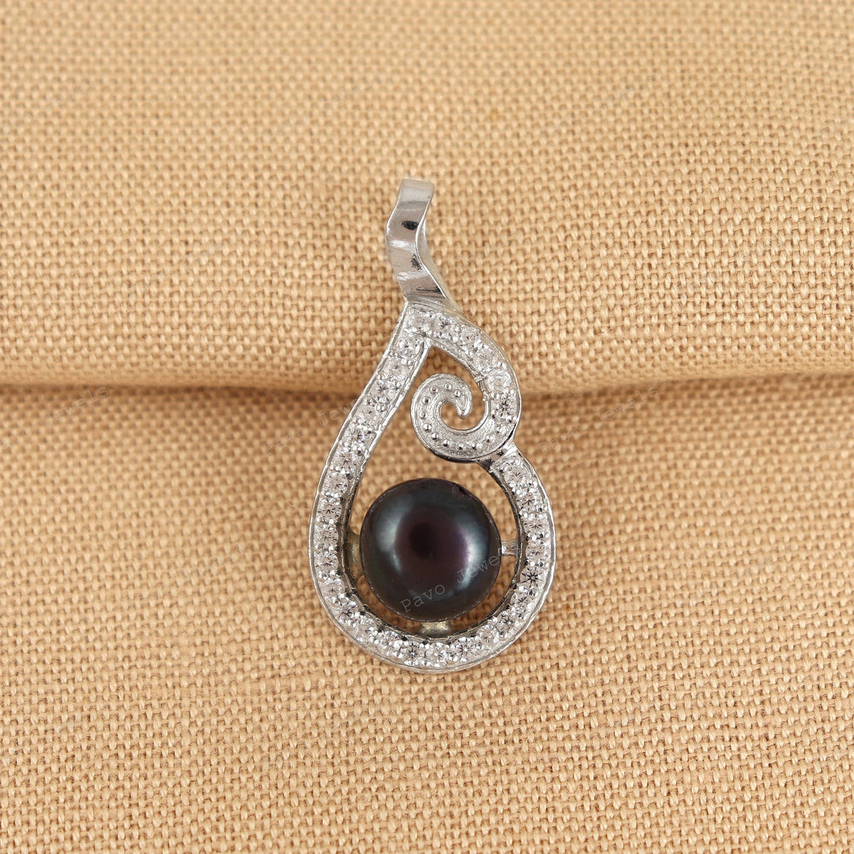 Black Pearl Pendant Necklace, 925 Sterling Silver, Handmade Jewelry
