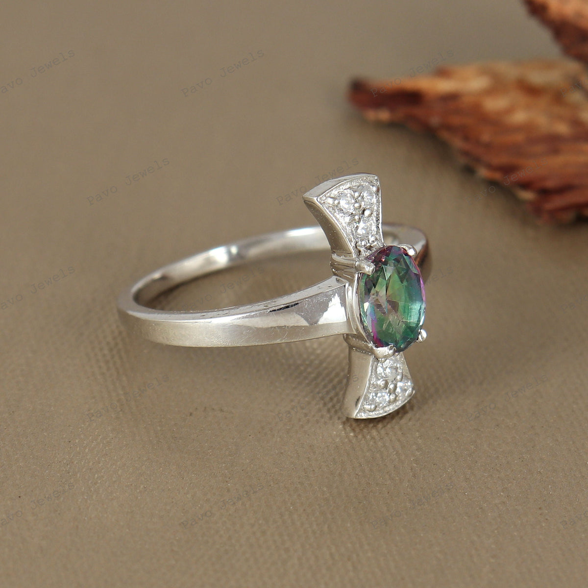 Mystic Topaz Ring: Oval Gemstone, 925 Sterling Silver