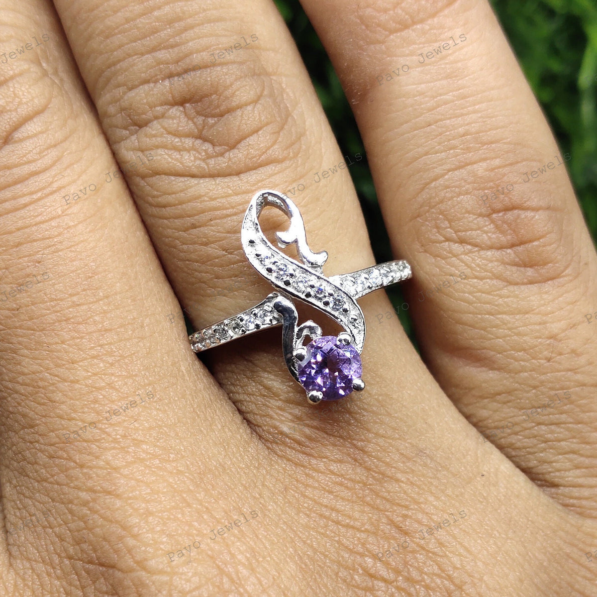 Amethyst Sterling Silver Ring: February Birthstone, Handmade Jewelry