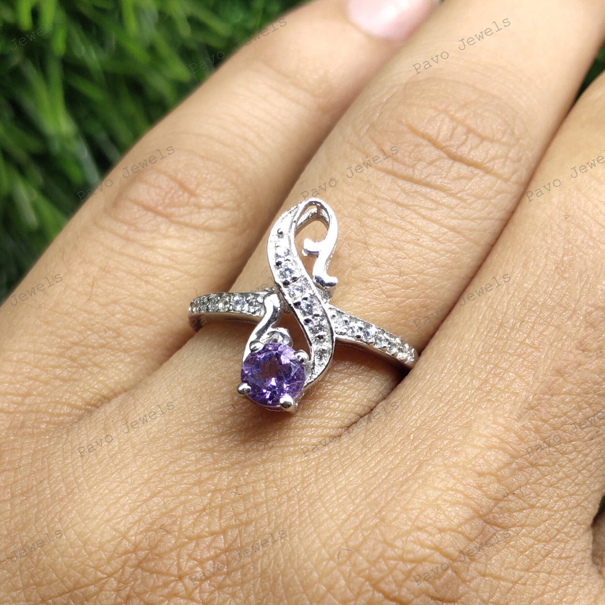 Amethyst Sterling Silver Ring: February Birthstone, Handmade Jewelry