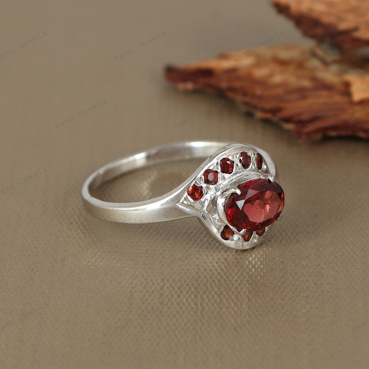 Red Garnet Ring: Antique Style 925 Sterling Silver January Birthstone