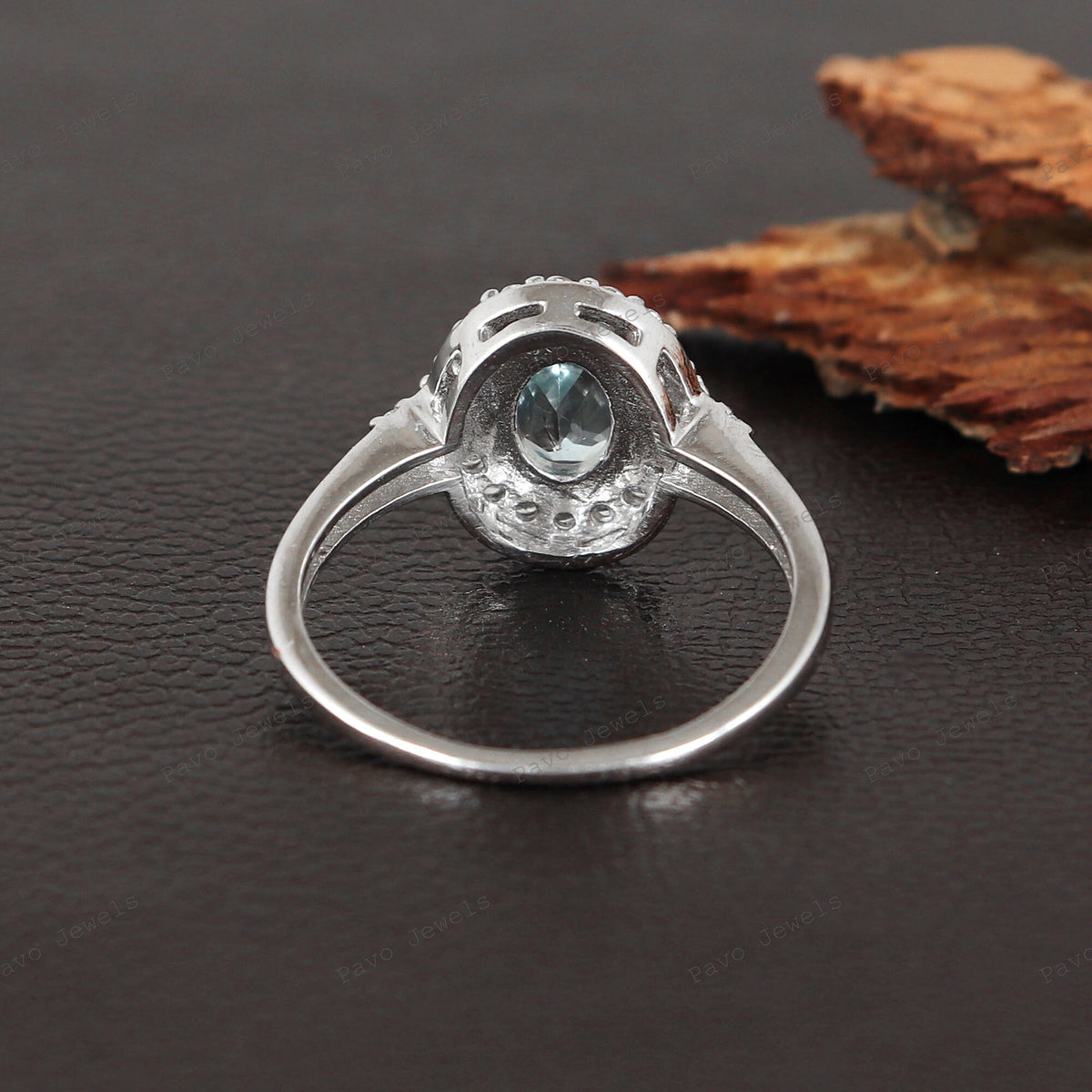 Artisan Silver Ring Blue Topaz & Diamond, Unique Handmade Gemstone Jewelry