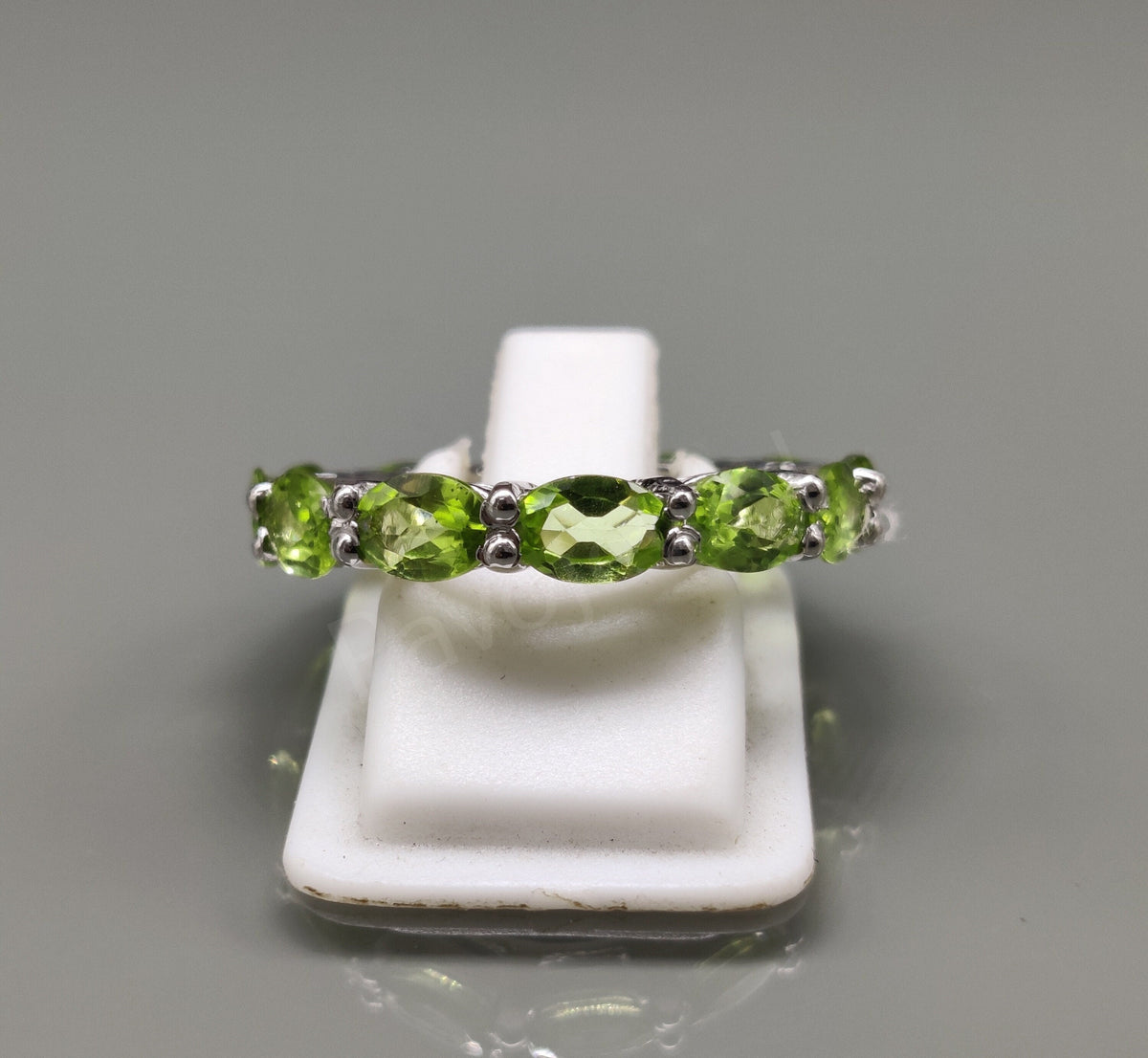 Green Peridot Eternity Band, Sterling Silver Handmade Wedding Jewelry, Promise Ring Gift for Her
