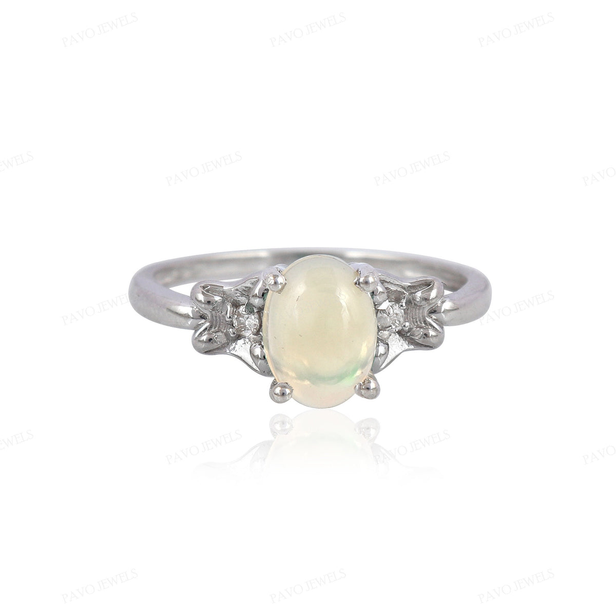 Oval Ethiopian Opal Engagement Ring, 925 Sterling Silver, October Birthstone, Vintage Opal Jewelry