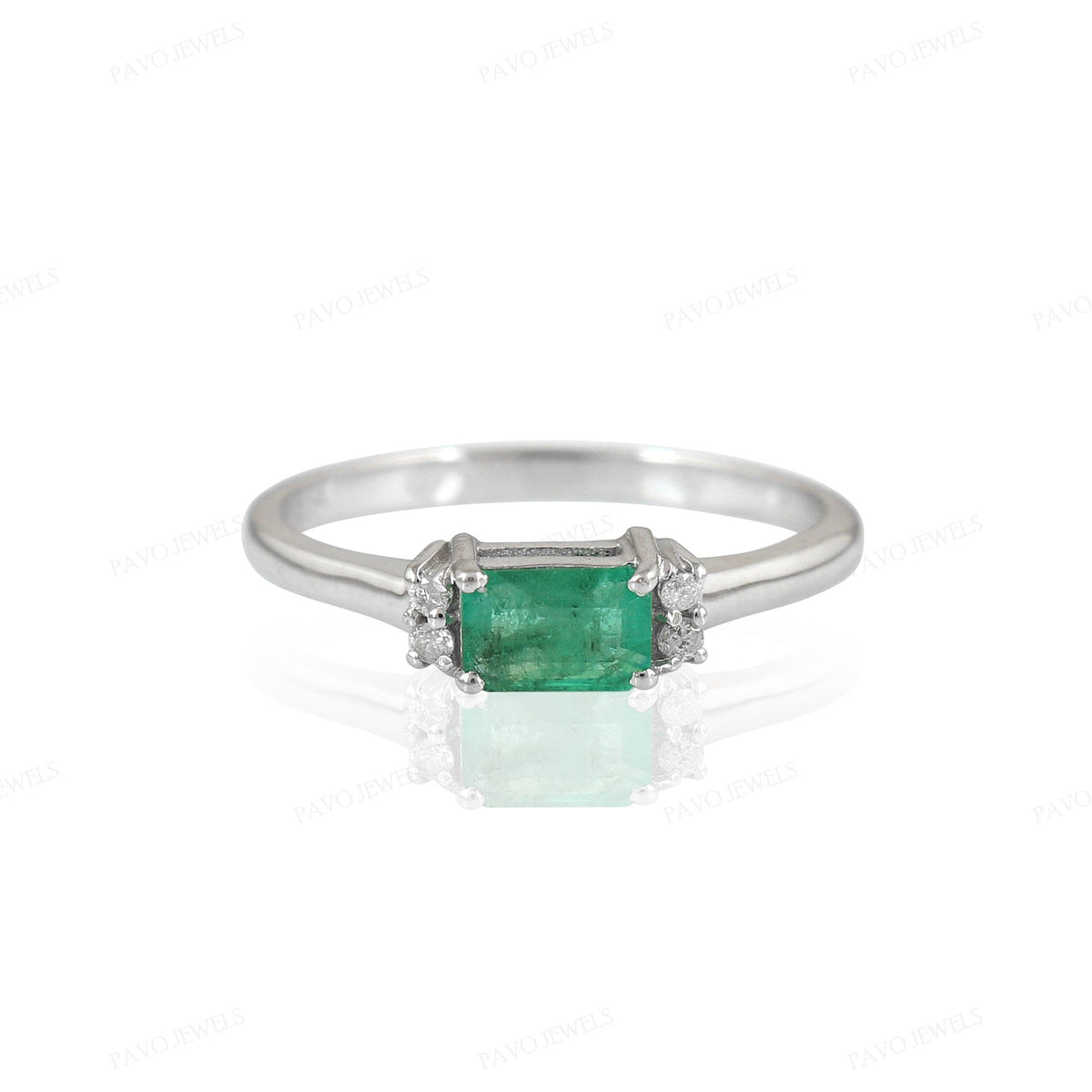 Emerald Ring, May Birthstone, Octagonal Gemstone Band, Promise & Engagement Ring, Gift For Her