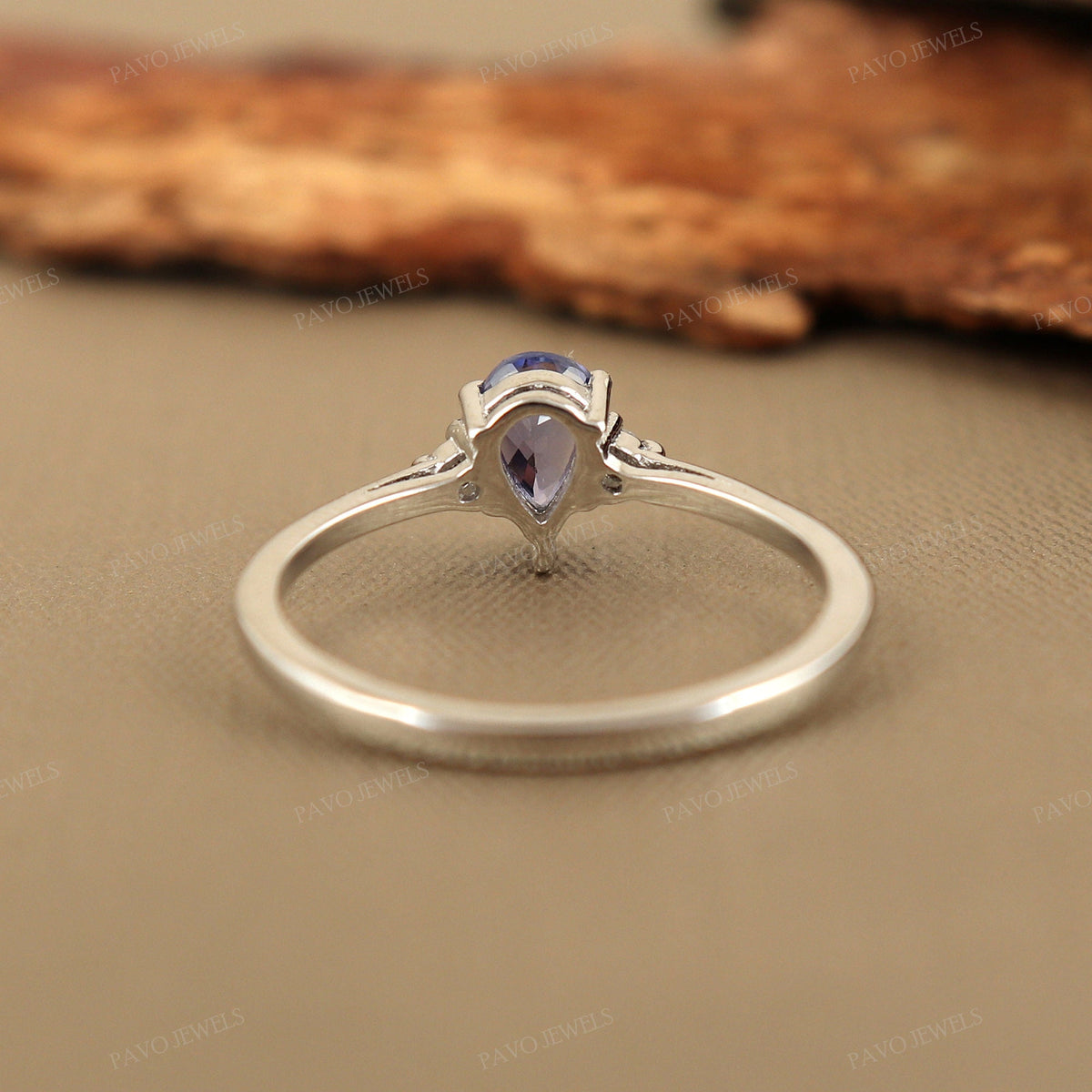 Natural Pear Cut Tanzanite Solitaire Ring, 925 Sterling Silver, December Birthstone