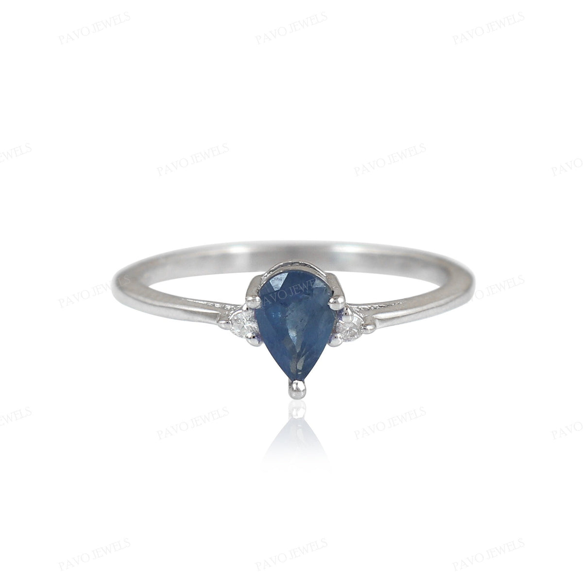 Sapphire Sterling Silver Ring, Minimalist September Birthstone, Handmade Anniversary Gift