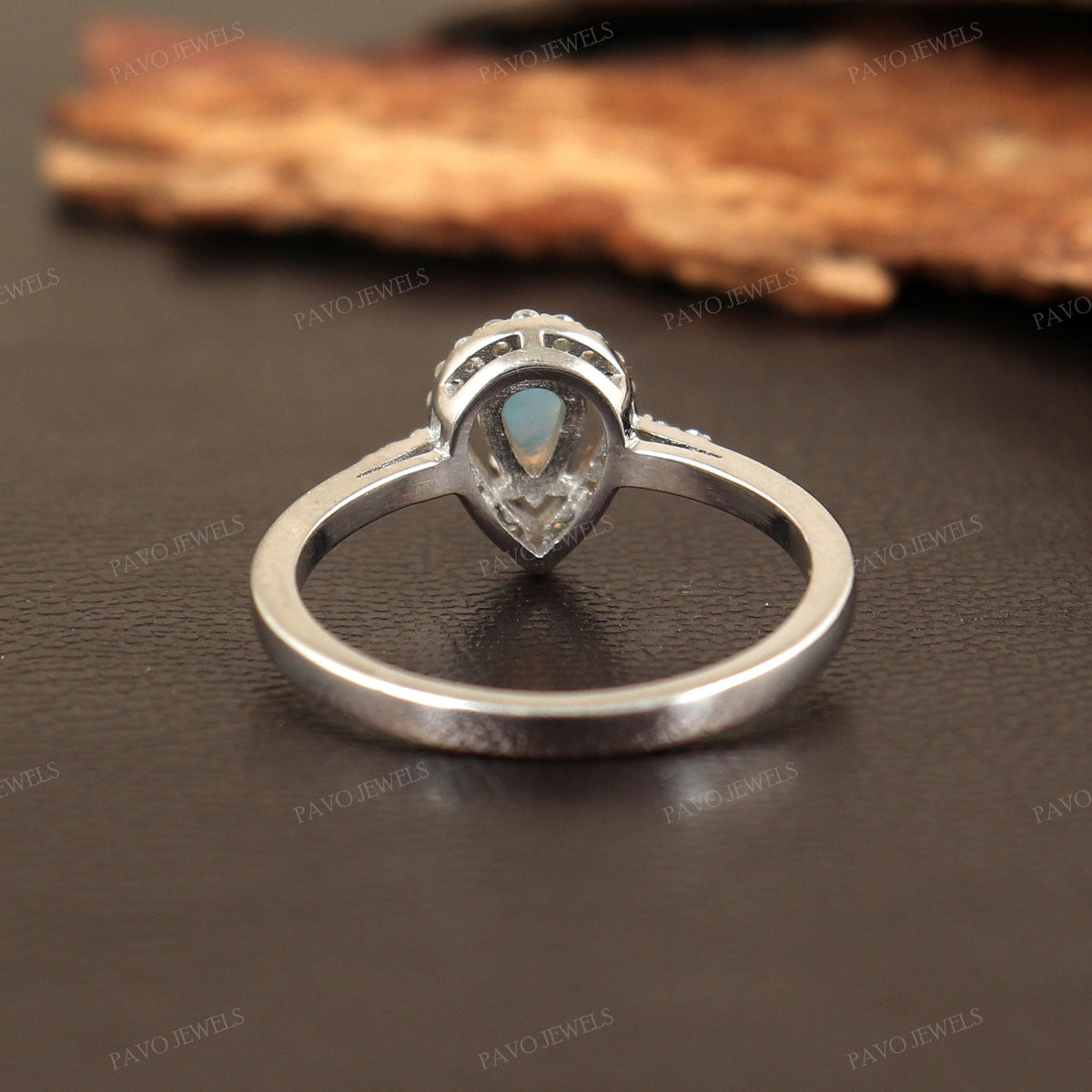 Ethiopian Opal Pear Cut Ring, 925 Sterling Silver, Boho Engagement Ring, October Birthstone