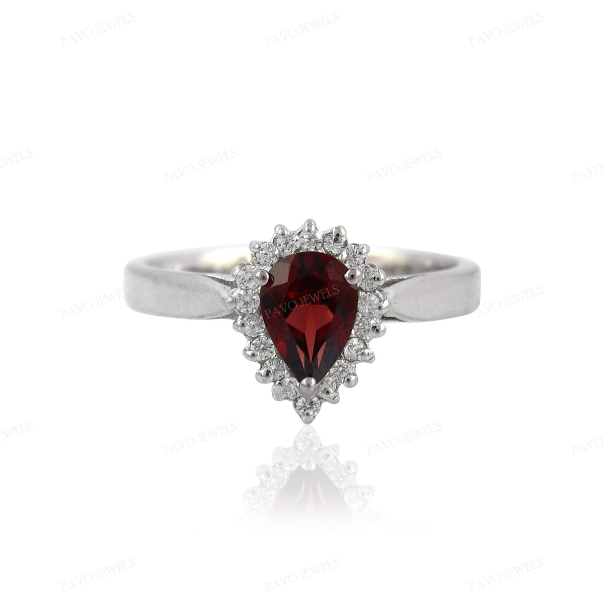 Natural Garnet Gemstone 925 Sterling Silver Ring Pear Cut Handmade Vintage Style Jewelry
