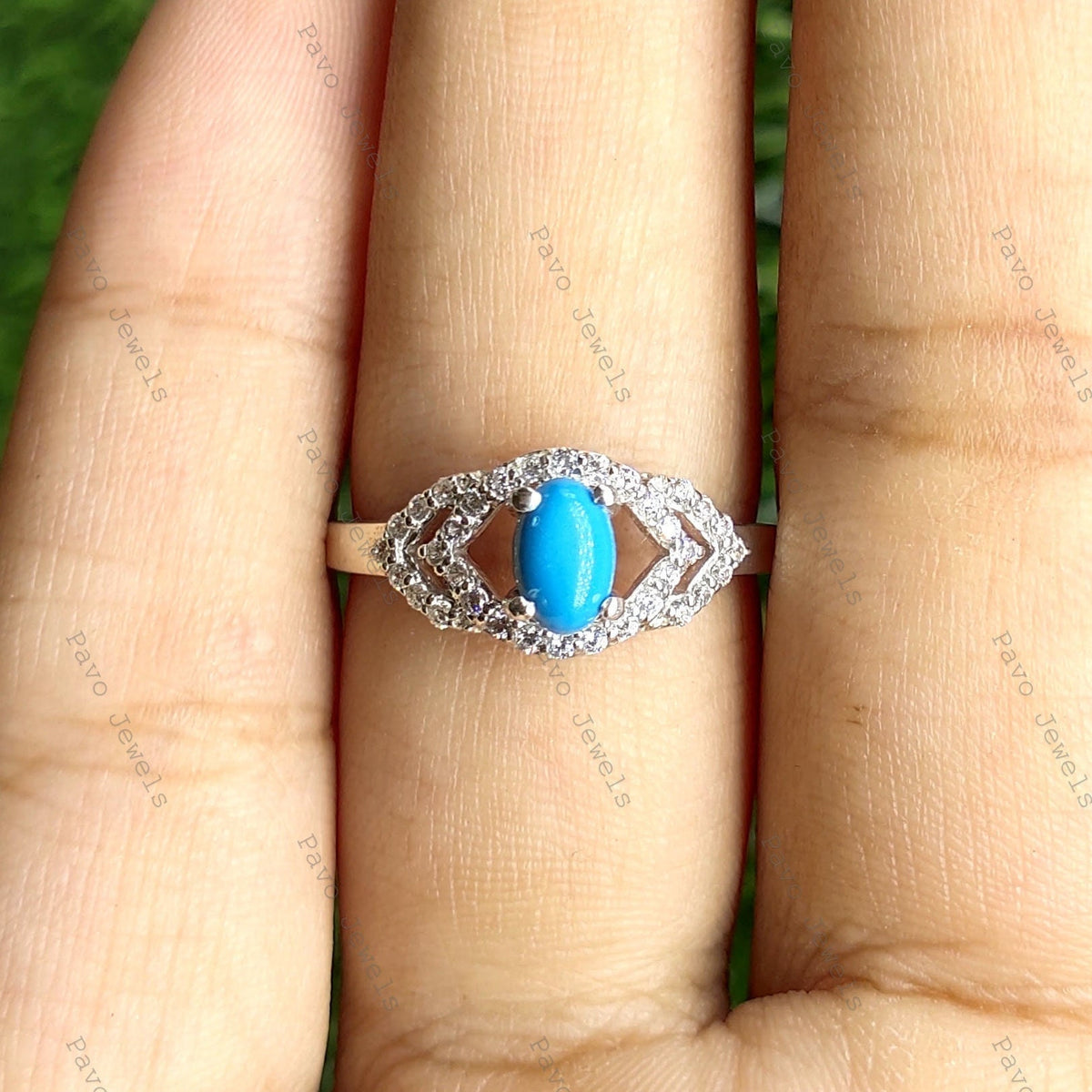 Sterling Silver Turquoise Cluster Ring, December Birthstone, Proposal Ring