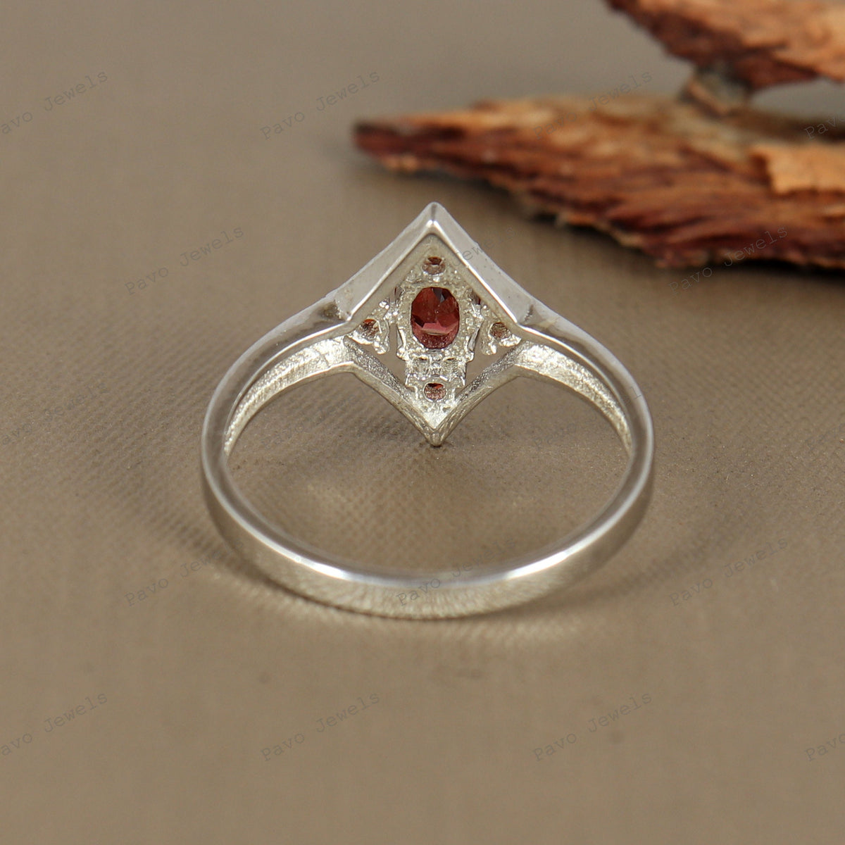 Natural Oval Garnet Ring, Sterling Silver, January Birthstone, Solitaire Jewelry