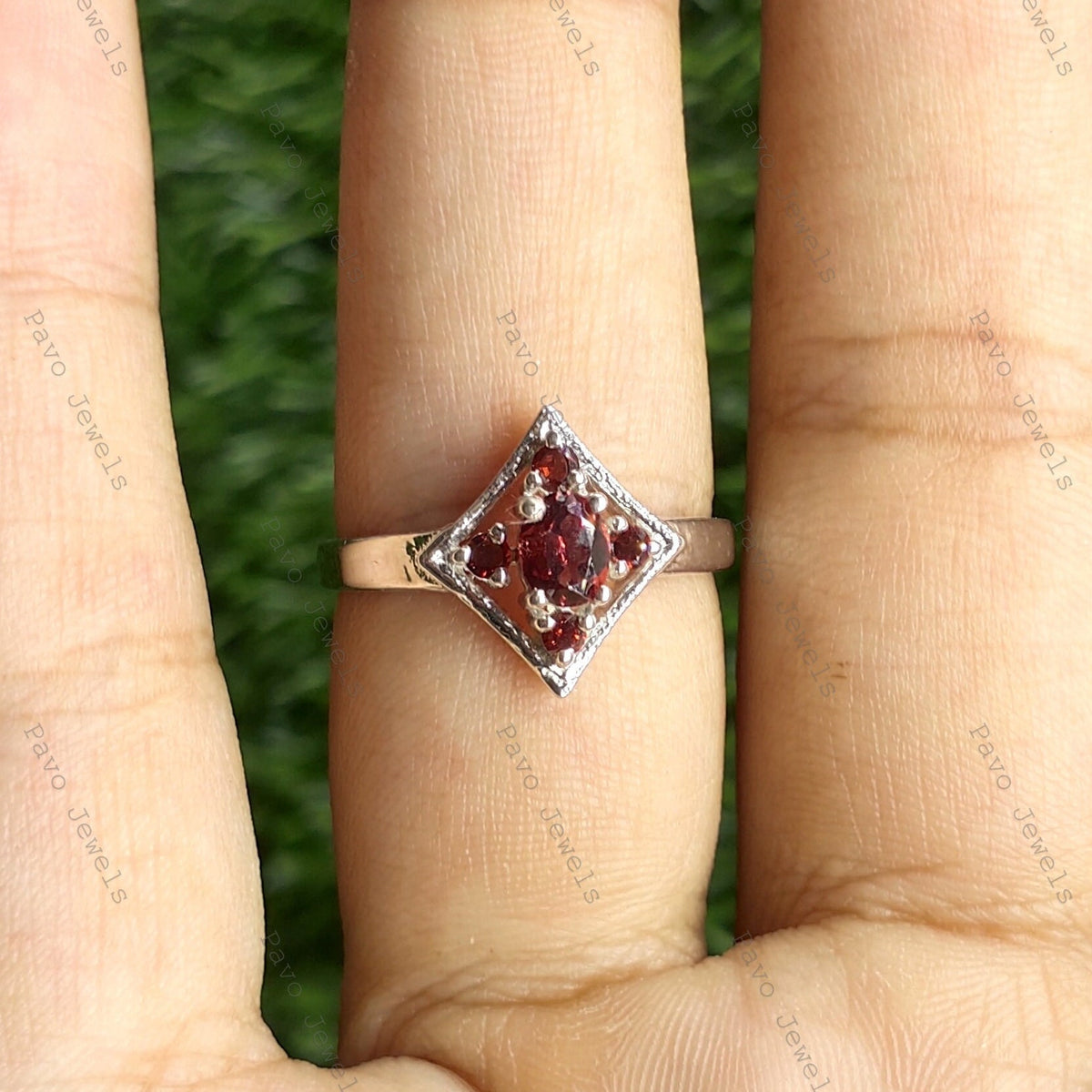 Natural Oval Garnet Ring, Sterling Silver, January Birthstone, Solitaire Jewelry