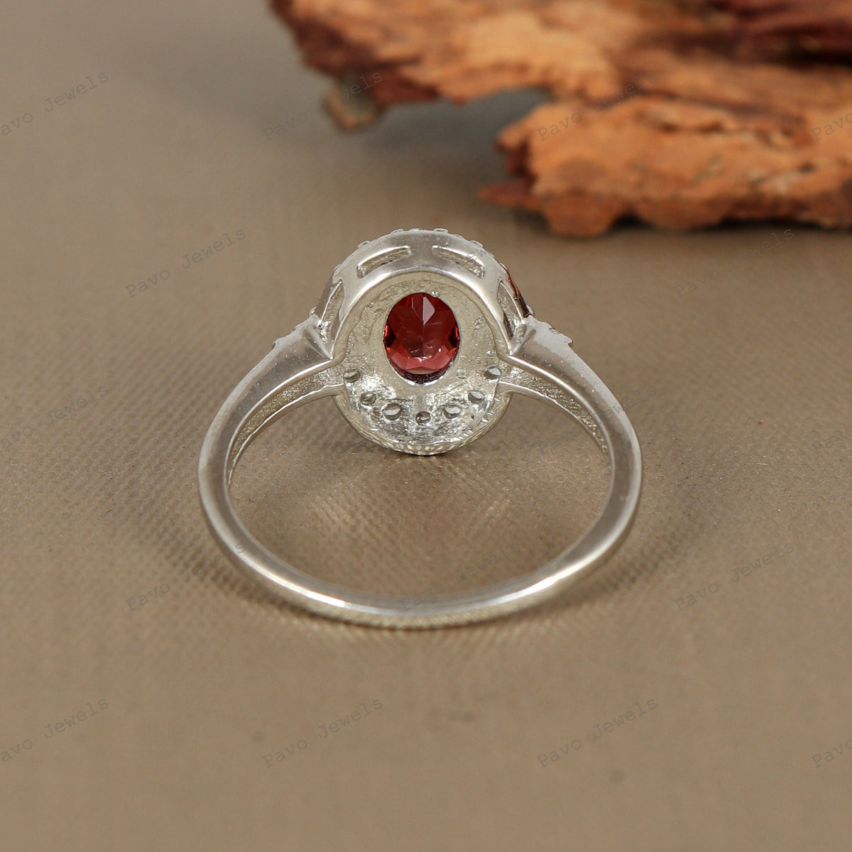 Garnet Cluster Ring, Sterling Silver, January Birthstone, Oval Cut Gemstone, Cocktail Design