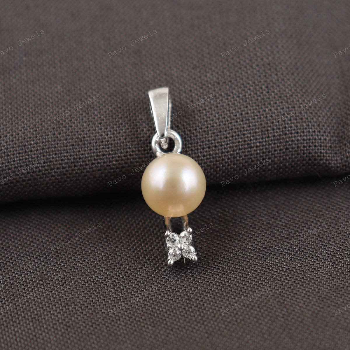 Peach Pearl Pendant, 925 Sterling Silver, Round Gemstone