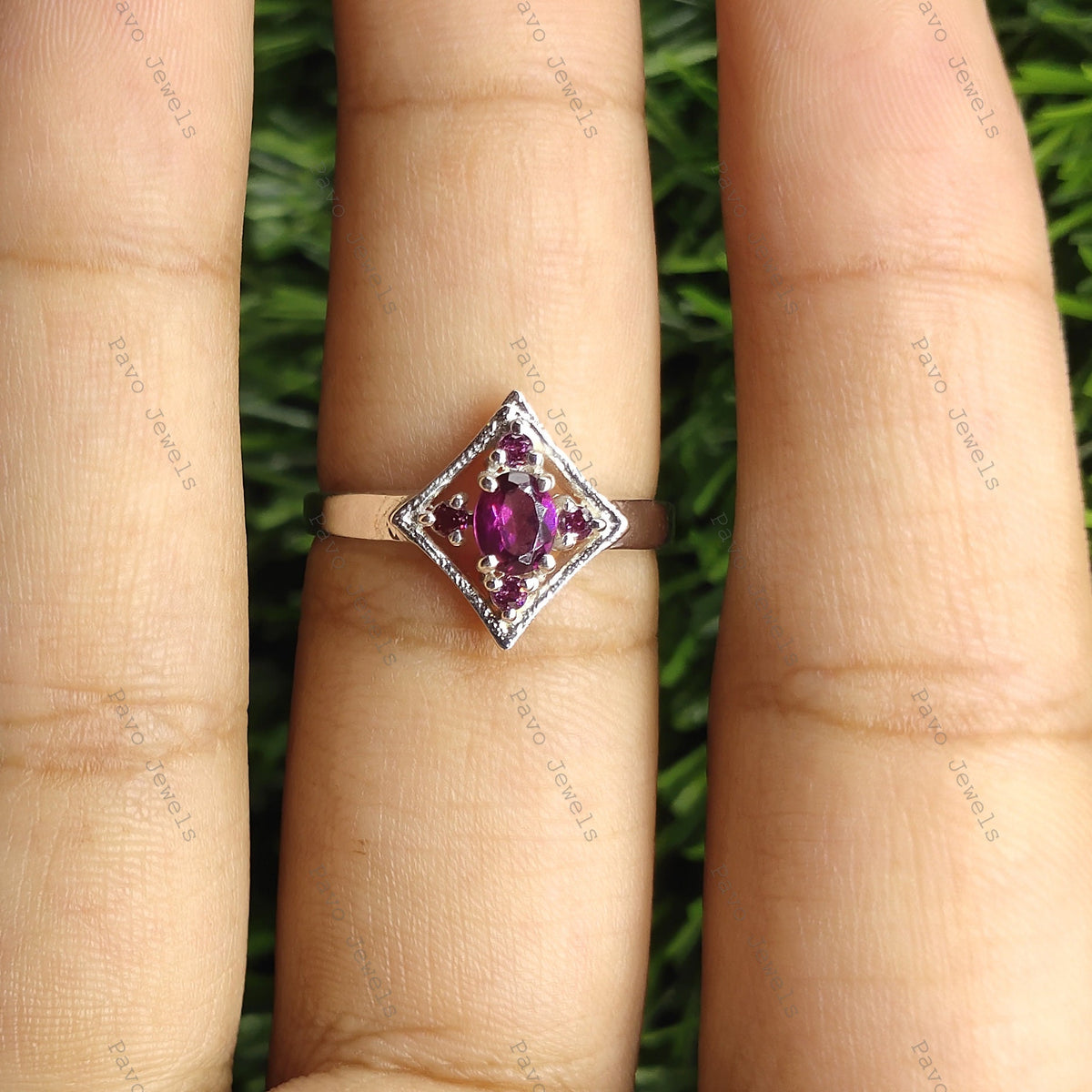Rhodolite Garnet Ring: Oval Pink Gemstone, Sterling Silver